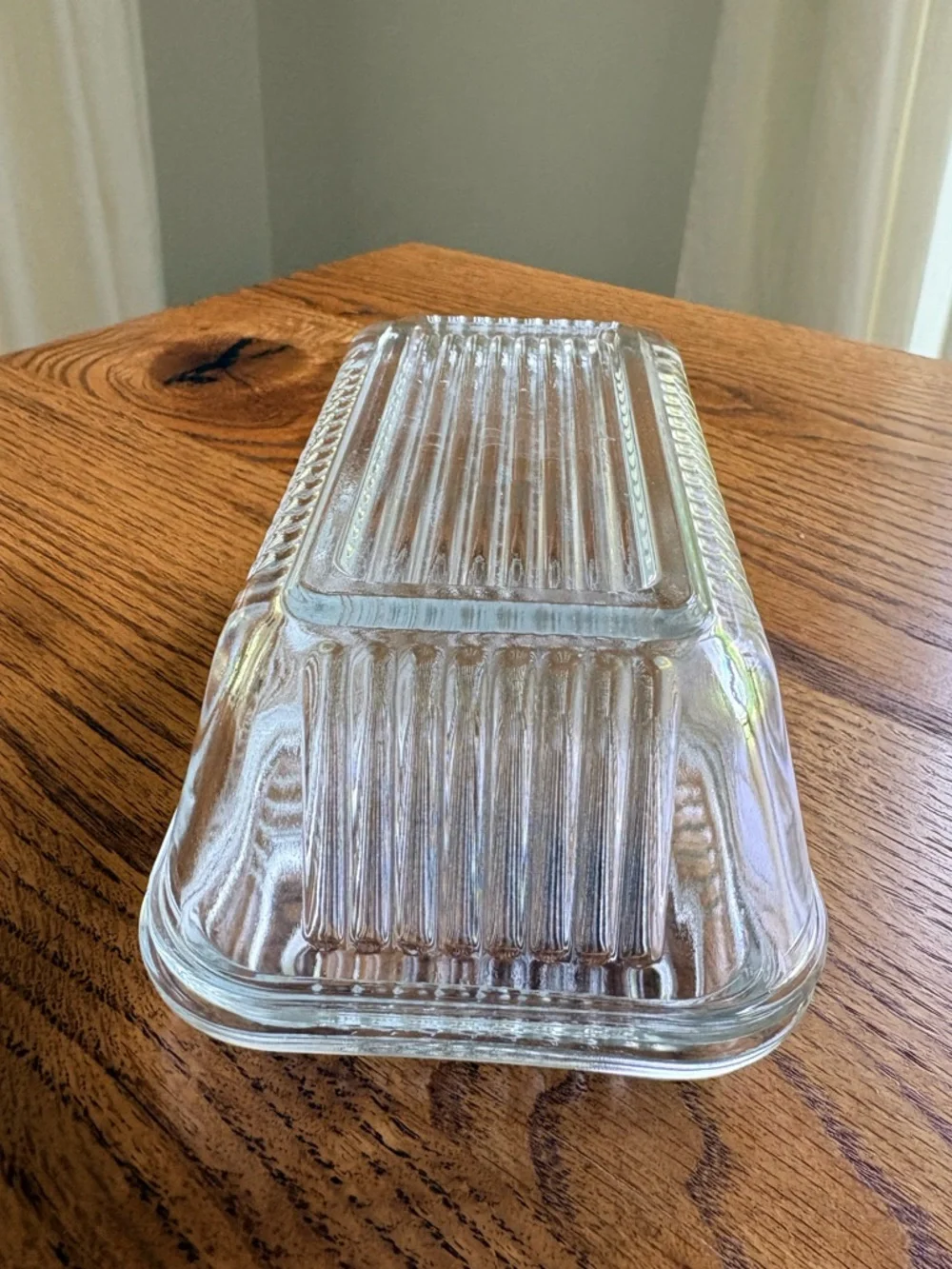 Vintage Pasabache Glass Dish with Lid Refrigerator Container Ribbed Clear